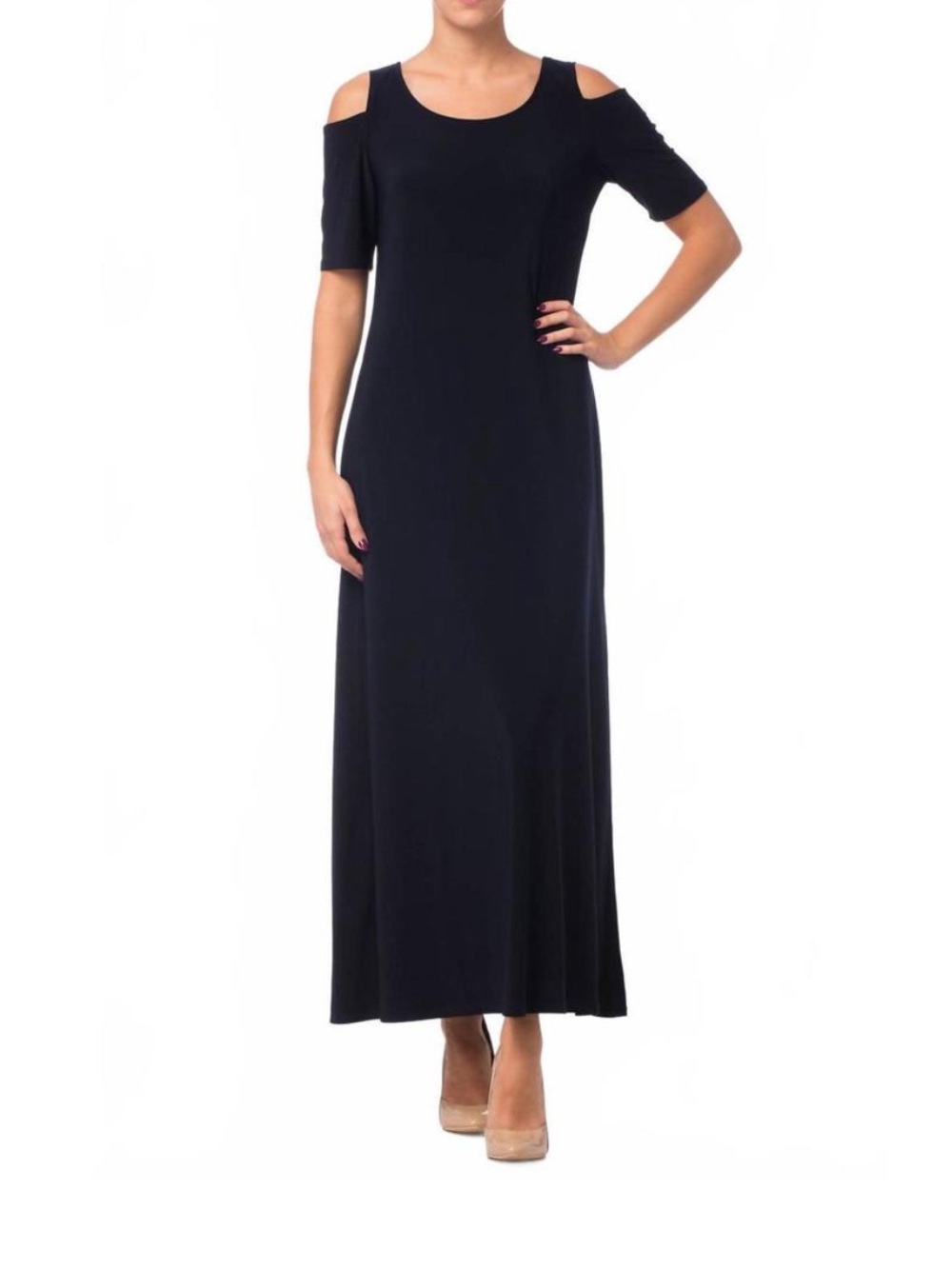 NWT Joseph Ribkoff Cold Shoulder Black Maxi Dress Size 14